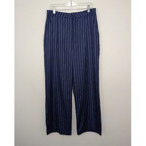 H&M Divided Striped Pattern Navy & White Pants Pull On Womens Size 12